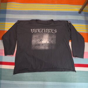 Yeezy Vultures Graphic Long Sleeve Tee Black White Mens Size 2 M/L Fit